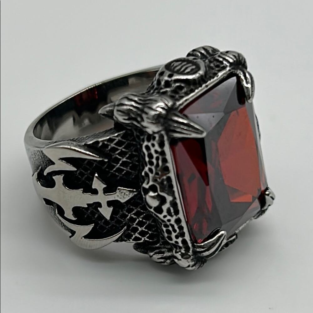 Men's Ring With Red Zirconia Size 12 NWT